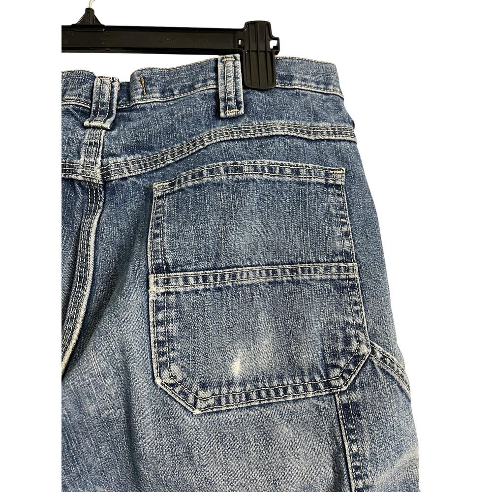 Lee Dungarees Denim Cargo Shorts Mens 34 Blue Carpenter Hammer Loop Distressed - Picture 7 of 9